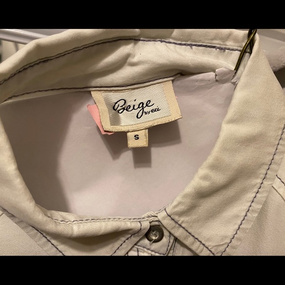 Collared Buttoned LS Blue/off-White Dress w/ belt - Picture 4 of 6